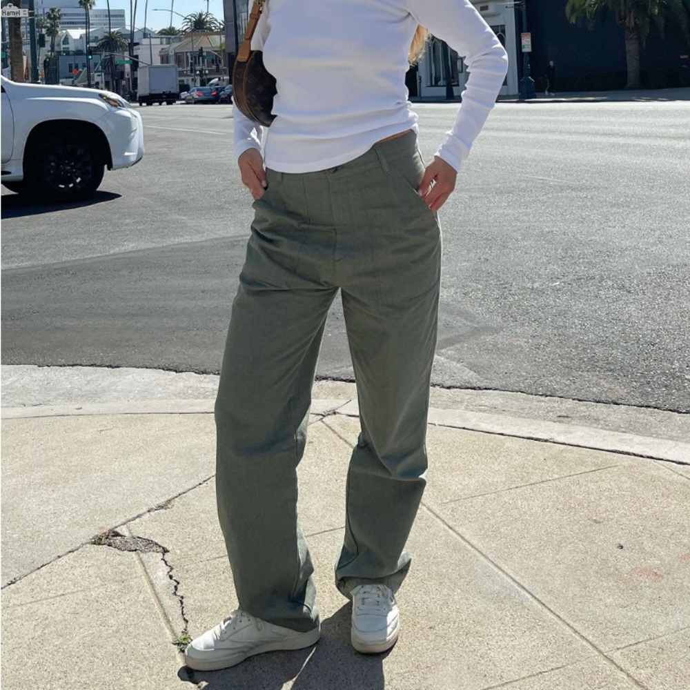 Djerf Avenue Green Go To Pants | Army Style Trousers